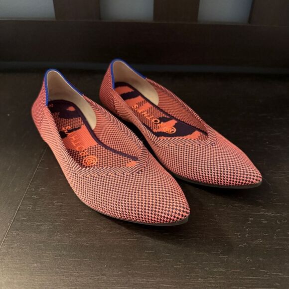 Rothy’s The Point Retired Optic Rose Double Stitch Ballet Flats Women’s Size 8 - Picture 1 of 8